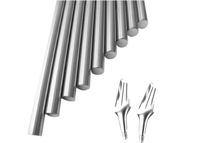 Titanium round bars for manufacturing dental implants